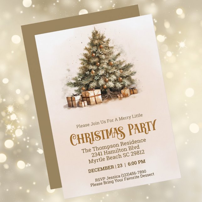 Vintage Christmas Tree Boho Party Invitation (Creator Uploaded)