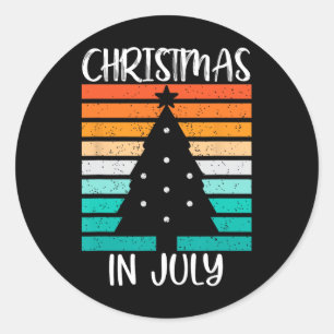 Vintage Christmas Tree Christmas In July  Classic Round Sticker