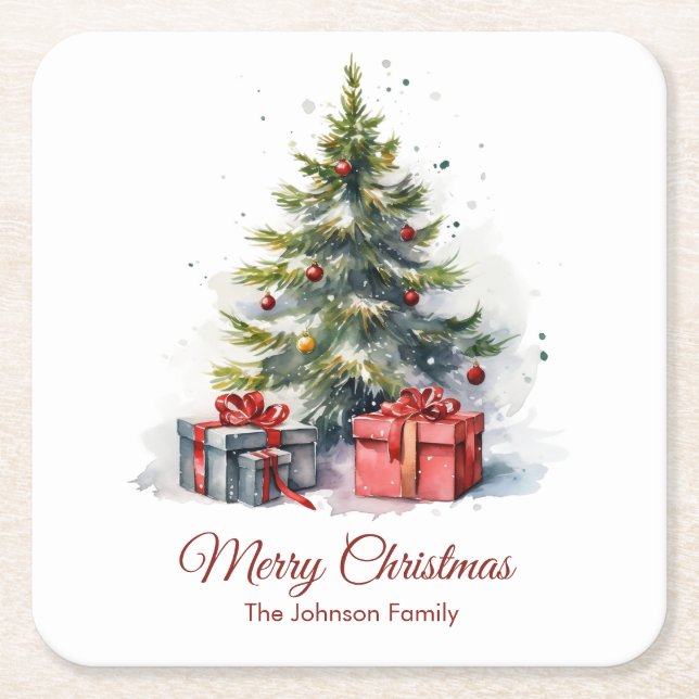 Vintage Christmas Tree Coaster (Front)