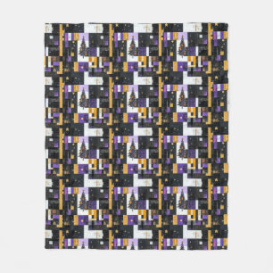 Vintage Christmas Tree Collage Fleece Blanket