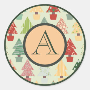 VINTAGE CHRISTMAS TREE CUSTOM INITIAL Sticker