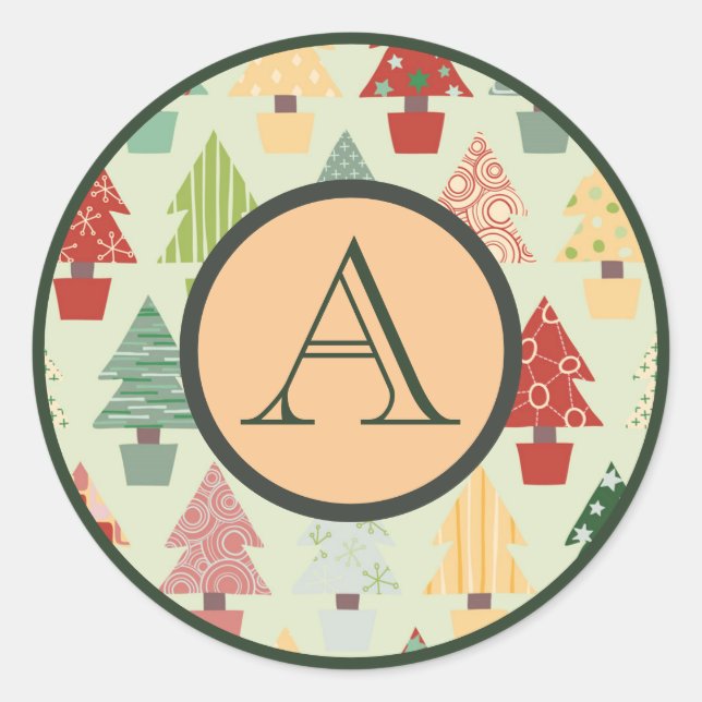 VINTAGE CHRISTMAS TREE CUSTOM INITIAL Sticker (Front)