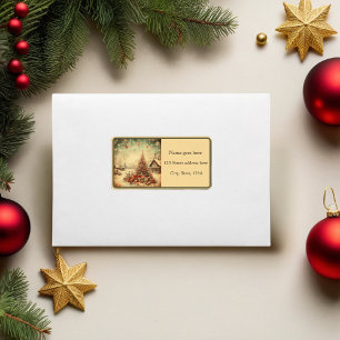 Vintage Christmas tree customized address Label