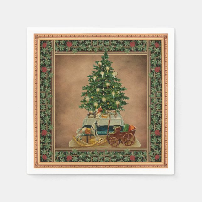 Vintage Christmas Tree Decoupage Paper Napkin (Front)
