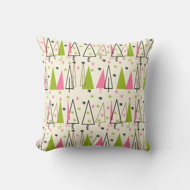 Vintage Christmas Tree Design Throw Pillow (Front)