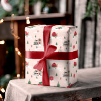 Vintage Christmas Tree Farm Scenery Monogram Wrapp