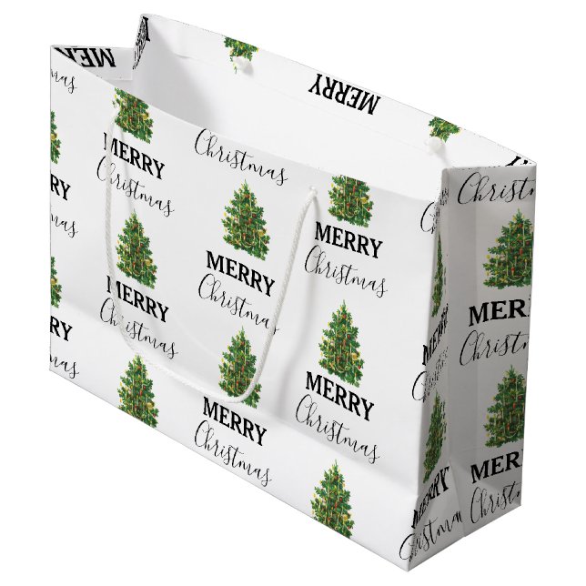 Vintage Christmas Tree Festive Xmas Large Gift Bag (Front Angled)