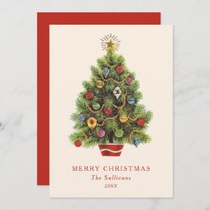 Vintage Christmas Tree Flat Holiday Card