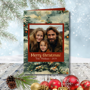 Vintage  Christmas Tree Foil Merry Christmas Photo Holiday Card