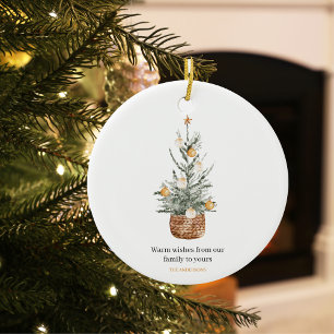 Vintage Christmas Tree Happy Holiday Ceramic Ornament