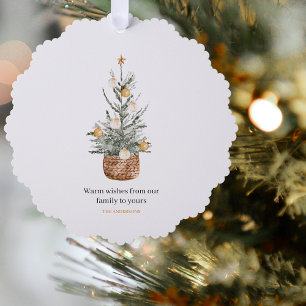 Vintage Christmas Tree Happy Holiday Ornament Card