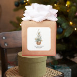 Vintage Christmas Tree | Happy Holiday  Square Sticker<br><div class="desc">Looking for a special gift this holiday season? Our Vintage Christmas Tree product is an ideal choice. It's perfect for friends, family, coworkers, or anyone who appreciates the beauty of the past during the holiday season. Create a meaningful and personalized gift that will be cherished forever. Spread the warmth and...</div>