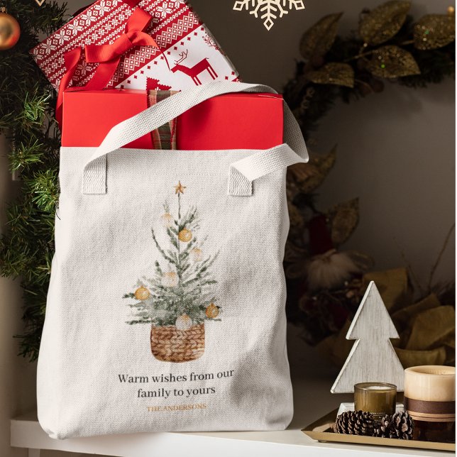 Vintage Christmas Tree | Happy Holiday  Tote Bag (Creator Uploaded)