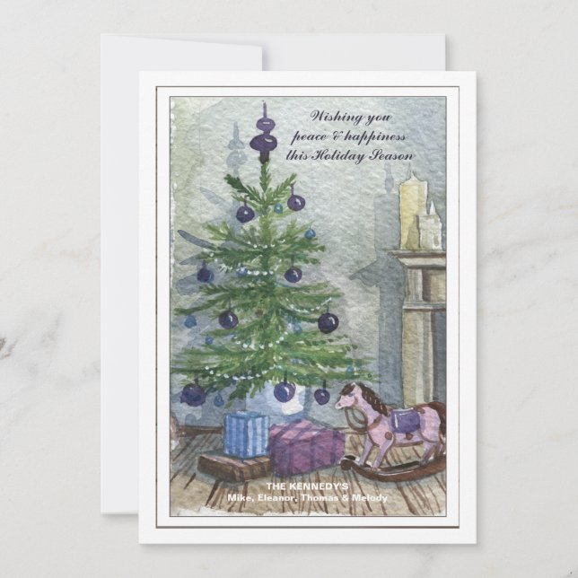 Vintage Christmas Tree Holiday Card (Front)