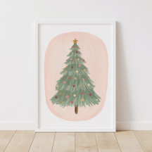 Vintage Christmas Tree Holiday Decor Poster