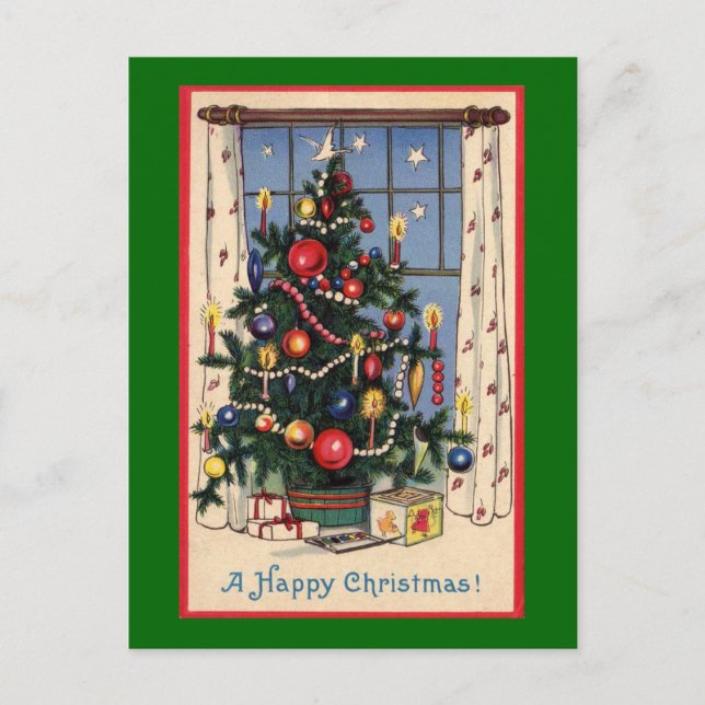 Vintage Christmas Tree Holiday Postcard (Front)