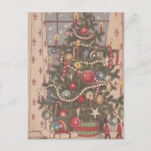Vintage Christmas Tree Holiday Postcard (Front)