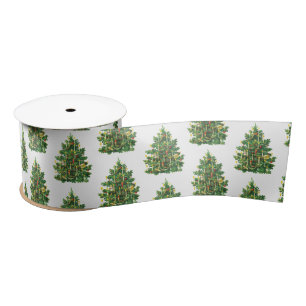 Vintage Christmas Tree Holiday Satin Ribbon