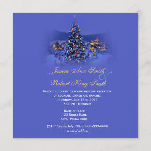 Vintage Christmas tree holiday wedding reception Invitation