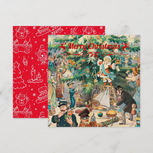 Vintage christmas Tree Lithographic Holiday Card