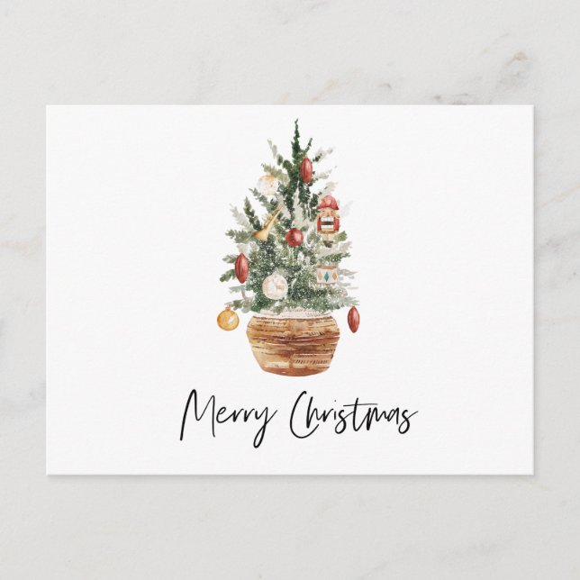 Vintage Christmas Tree | Merry Christmas  Holiday Postcard (Front)