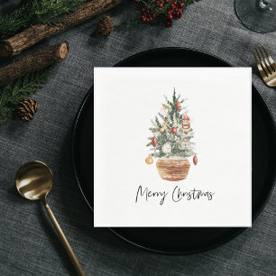Vintage Christmas Tree   Merry Christmas  Napkin