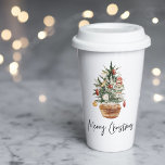 Vintage Christmas Tree | Merry Christmas  Paper Cups<br><div class="desc">Embrace the timeless charm of the holiday season with our Vintage Watercolor Christmas Tree design. This exquisite piece captures the spirit of yuletide with a touch of nostalgia, making it the perfect addition to your holiday décor and a wonderful gift for your loved ones. Celebrate the magic of Christmas with...</div>