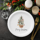 Vintage Christmas Tree | Merry Christmas  Paper Plate<br><div class="desc">Embrace the timeless charm of the holiday season with our Vintage Watercolor Christmas Tree design. This exquisite piece captures the spirit of yuletide with a touch of nostalgia, making it the perfect addition to your holiday décor and a wonderful gift for your loved ones. Celebrate the magic of Christmas with...</div>