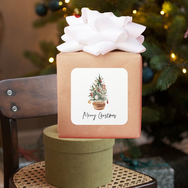 Vintage Christmas Tree | Merry Christmas  Square Sticker (Creator Uploaded)
