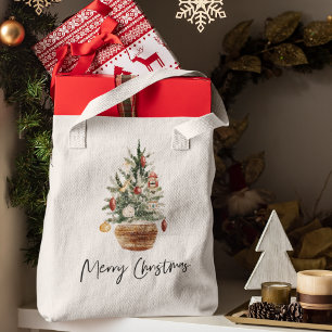 Vintage Christmas Tree   Merry Christmas  Tote Bag