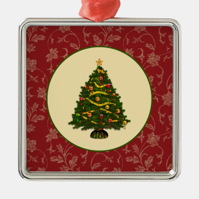 Vintage Christmas Tree Metal Ornament (Front)