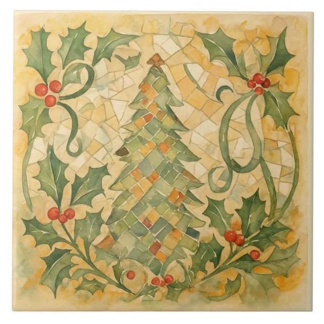 Vintage, Christmas Tree mosaic,Victorian Style Tile (Front)
