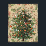 Vintage Christmas Tree Music Postcard<br><div class="desc">This Xmas, anyone would love to receive this vintage postcard featuring a Christmas tree and a poinsettia background with Santa Claus music!</div>