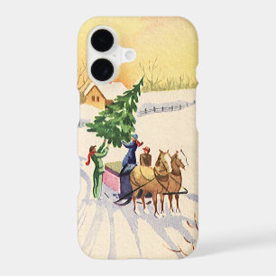 Vintage Christmas Tree on a Snowy Winter Road