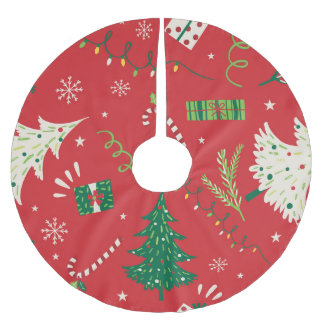 Vintage Christmas tree: ornamental design. Brushed Polyester Tree Skirt