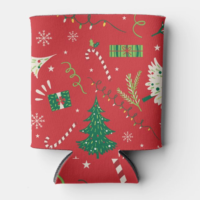 Vintage Christmas tree: ornamental design. Can Cooler (Front)