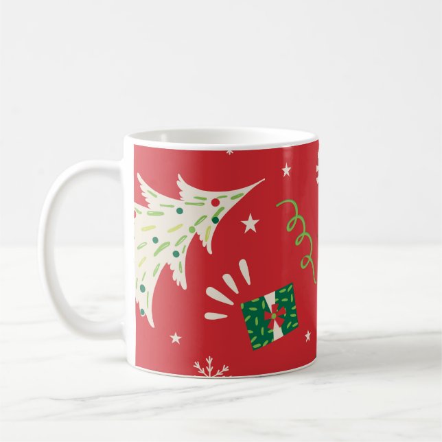 Vintage Christmas tree: ornamental design. Coffee Mug (Left)