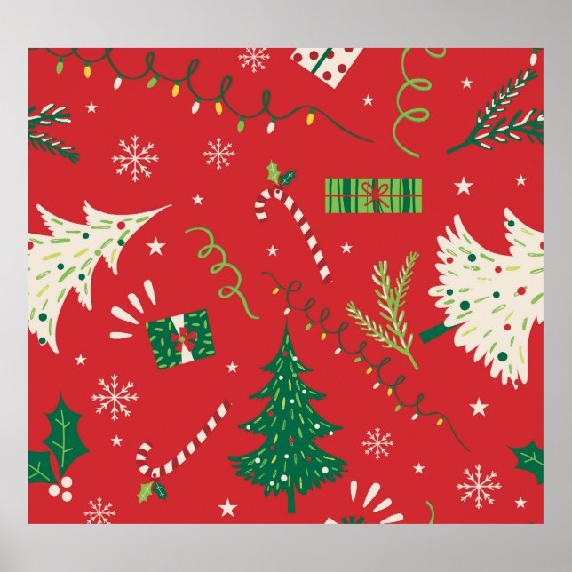 Vintage Christmas tree: ornamental design. Poster (Front)