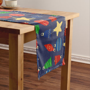 Vintage Christmas tree ornaments Short Table Runner