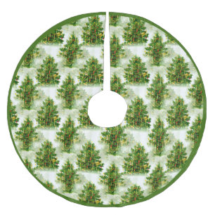 Vintage Christmas Tree Pattern Holiday Xmas Brushed Polyester Tree Skirt