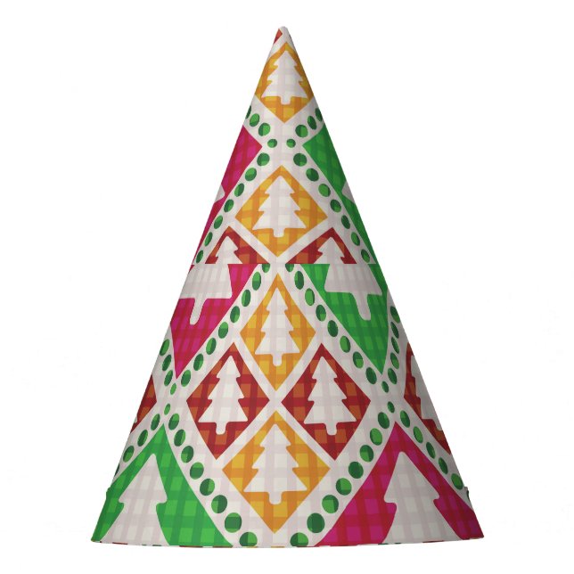 Vintage Christmas Tree Pattern. Party Hat (Front)