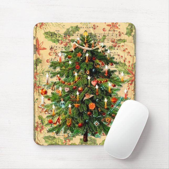 Vintage Christmas tree pattern rustic retro    Mouse Pad (With Mouse)