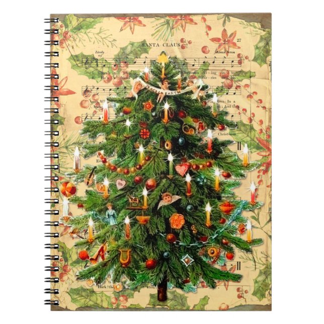 Vintage Christmas tree pattern rustic retro     Notebook (Front)