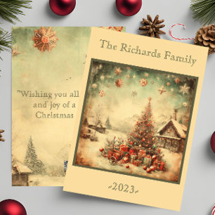 Vintage Christmas tree personalized Holiday Card