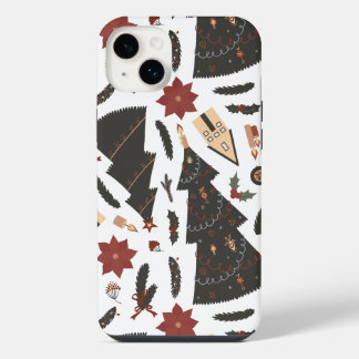 Vintage Christmas Tree Poinsettia iPhone 14 Plus Case