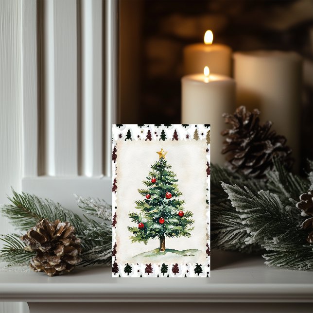 Vintage Christmas Tree Postage Stamp Card (Creator Uploaded)