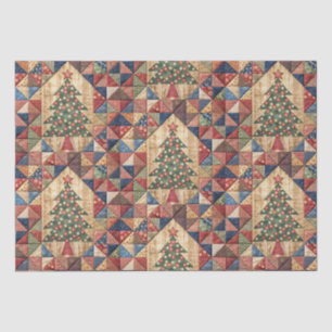 Vintage Christmas Tree Quilt Pattern Decoupage Tissue Paper