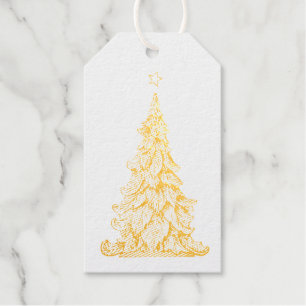 VINTAGE CHRISTMAS TREE REAL Foil Gift Tag