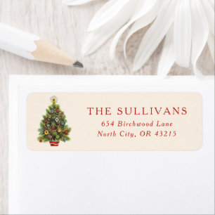 Vintage Christmas Tree Return Address Label