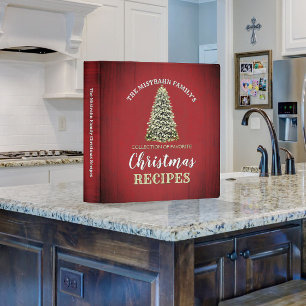 Vintage Christmas Tree Rustic Red Recipe Cookbook Binder